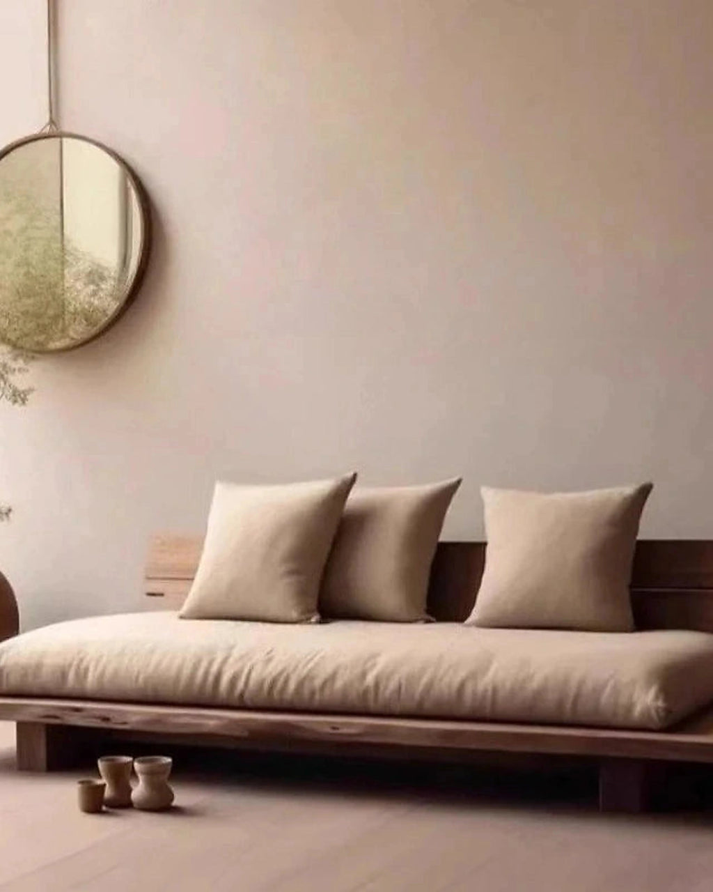 Maki Low Platform Sofa, low platform and loose cushions