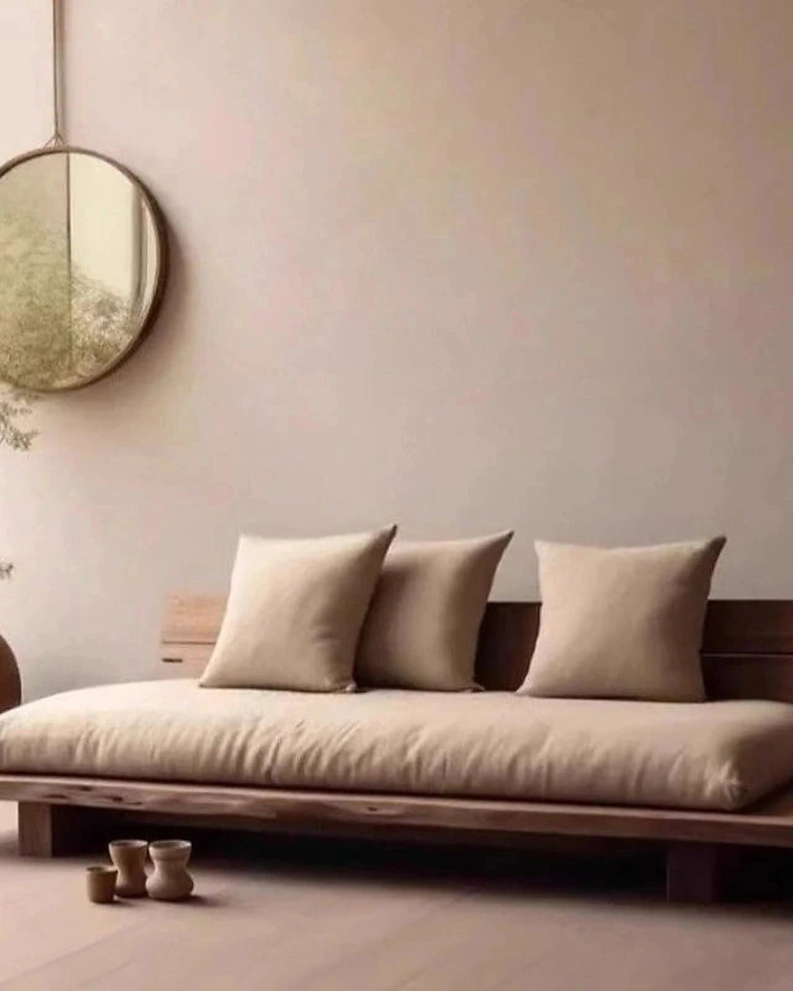 Maki Low Platform Sofa, low platform and loose cushions