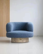 Mizu Swivel Lounge Chair, slate blue, front view