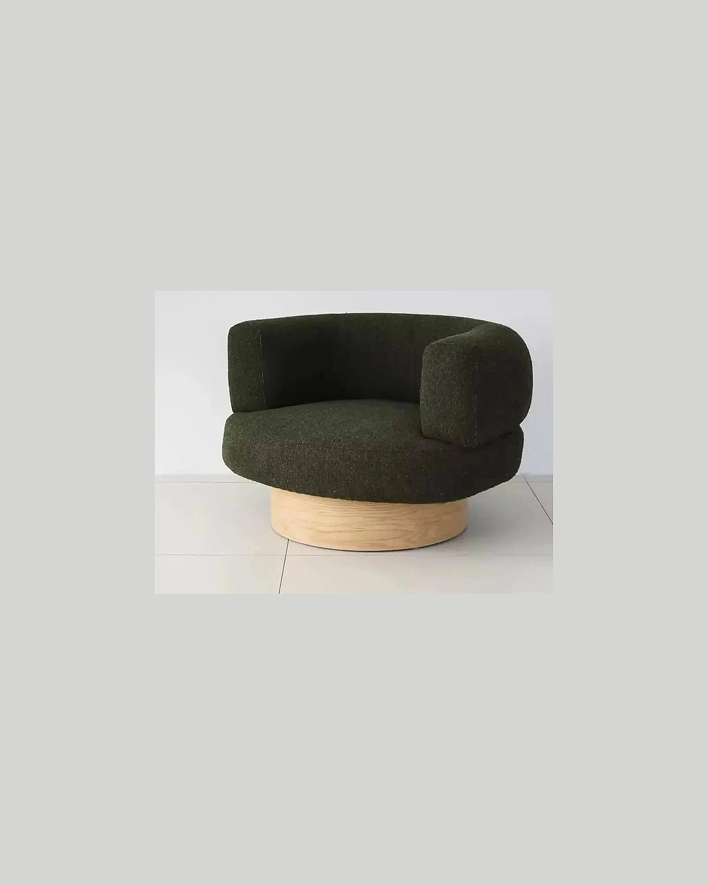 Mizu Swivel Lounge Chair, army green, three-quarter view