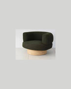 Mizu Swivel Lounge Chair, army green, three-quarter view
