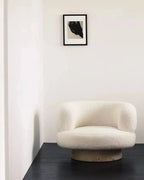 Mizu Swivel Lounge Chair, rice white, front view
