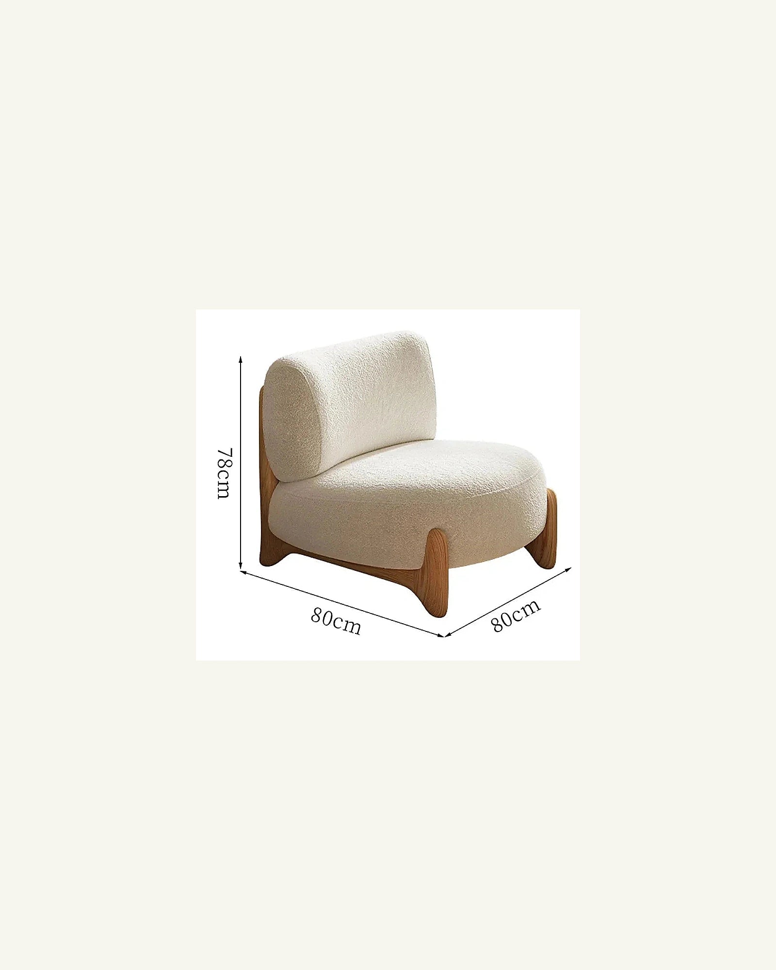 Momo Rounded Lounge Chair, rice-white, three-quarter view