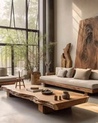 Mori sofa and solid-wood table collection alternate room angle