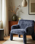 Nami Upholstered Armchair, blue-purple chair by a window