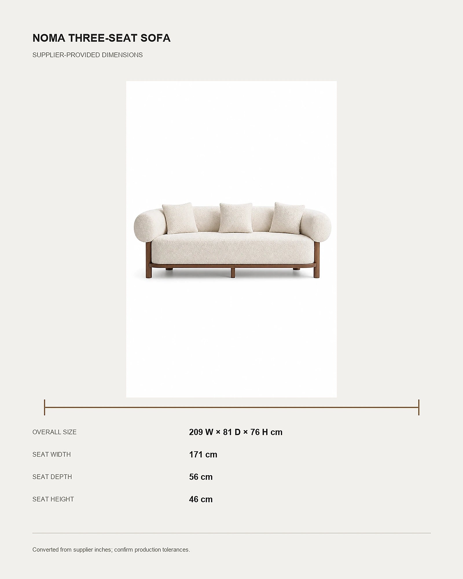 Noma sofa dimensions and seat measurements