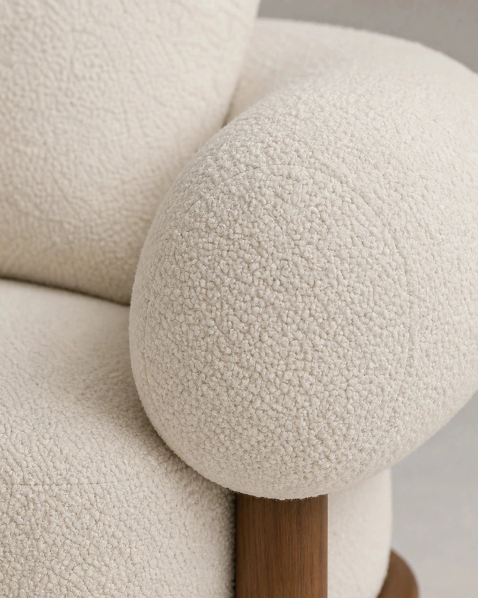 Noma sofa cream bouclé upholstery detail
