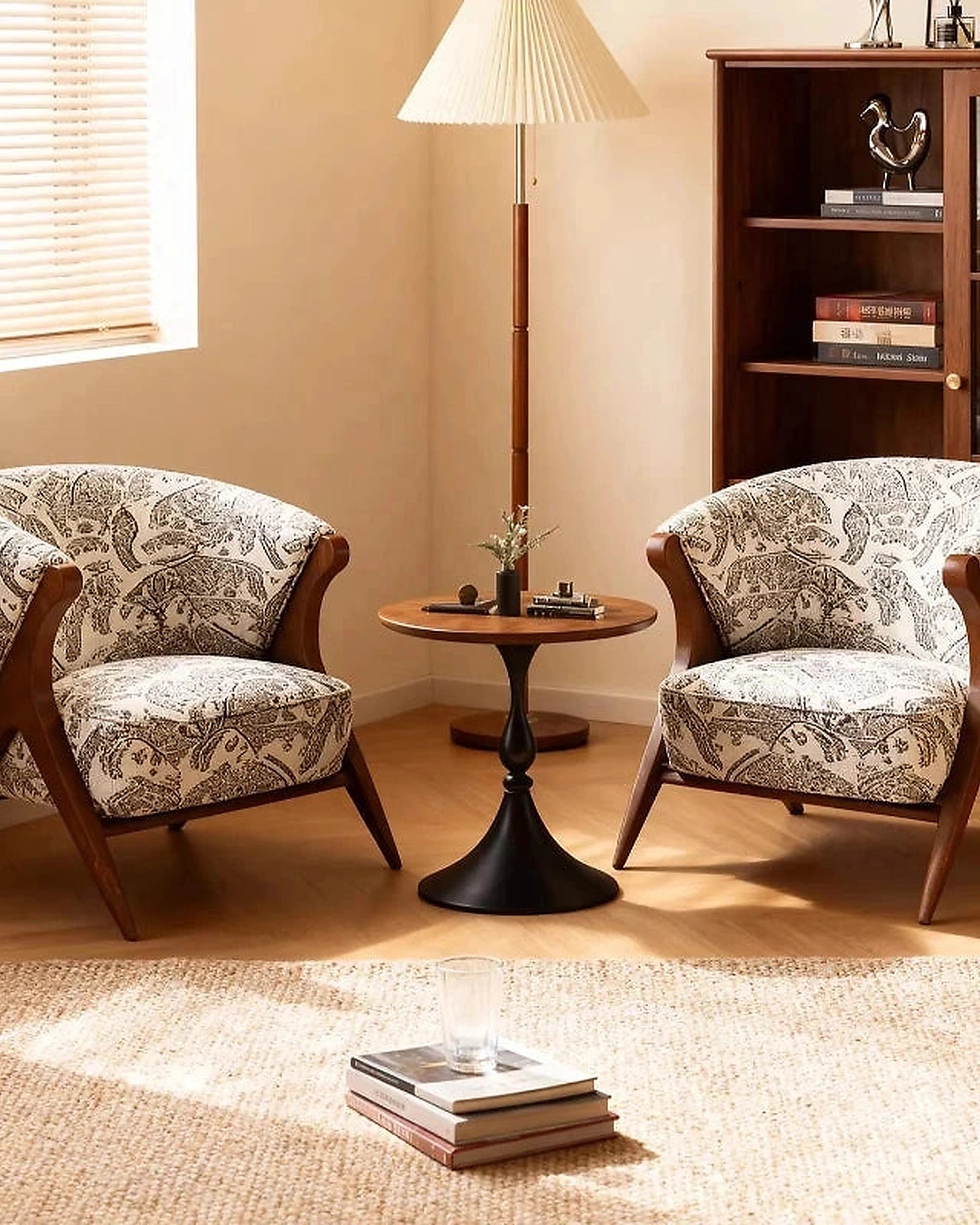 Ren Curved Lounge Chair, patterned upholstery