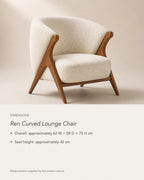 Ren Curved Lounge Chair, dimensions in centimetres