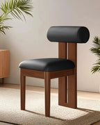 Riku Sculptural Dining Chair, black frame with cream upholstery