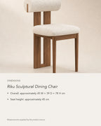 Riku Sculptural Dining Chair, dimensions in centimetres