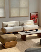 Seki Modular Platform Sofa, cream sofa in a warm living room