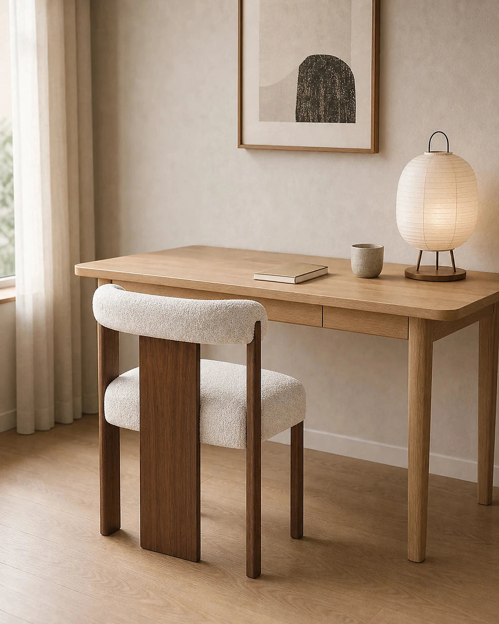 Sora chair at a compact Japandi writing desk