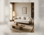 Noma Bouclé Three-Seat Sofa, styled living-room view