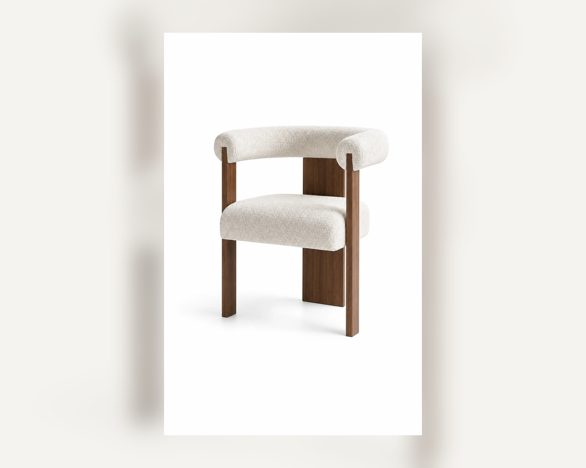 Sora Upholstered Dining Chair, clean three-quarter view